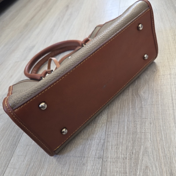 Dooney & Bourke Pebbled Leather Satchel in Taupe with Brown Trim - Picture 3 of 7